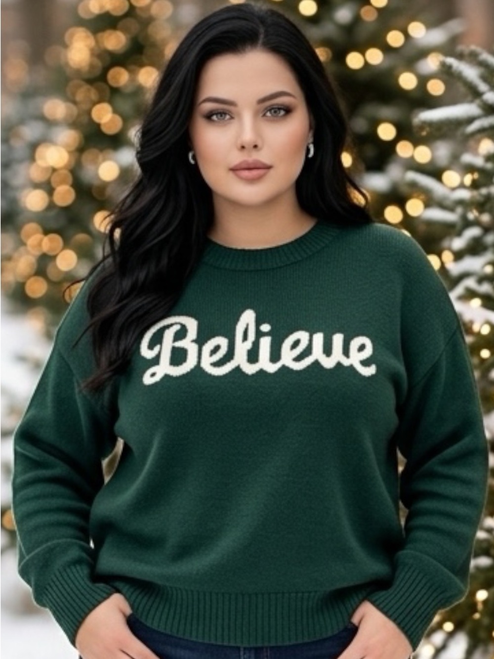 Vince Camuto NWT Believe Green and White Christmas Sweater - Women’s XXL